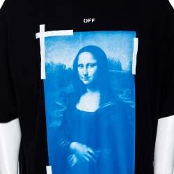 Pre Owned Off-White Black Monalisa Printed Cotton Short Sleeve T-Shirt XL