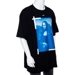 Pre Owned Off-White Black Monalisa Printed Cotton Short Sleeve T-Shirt XL