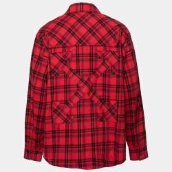 Pre Owned Off-White Red Flannel Cotton Button Front Shirt M