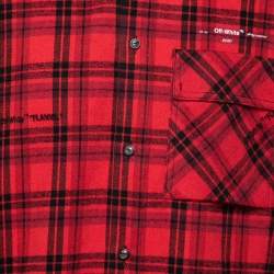 Pre Owned Off-White Red Flannel Cotton Button Front Shirt M