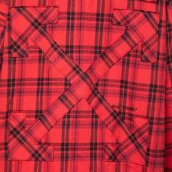 Pre Owned Off-White Red Flannel Cotton Button Front Shirt M