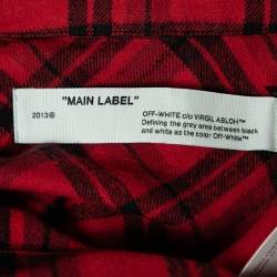 Pre Owned Off-White Red Flannel Cotton Button Front Shirt M