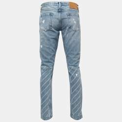Pre Owned Off-White Blue Paint Splattered Denim Jeans L Waist 34"