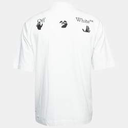 Off-White White Hands Off Logo Print Cotton Crew Neck T-Shirt M