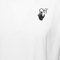 Off-White White Hands Off Logo Print Cotton Crew Neck T-Shirt M