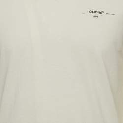 Pre Owned Off-White White Printed Cotton Long Sleeve T-Shirt L