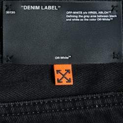 Pre Owned Off-White Black Denim Logo Detail Slim Fit Jeans S/Waist 31"