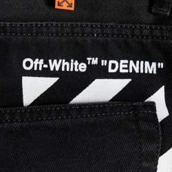 Pre Owned Off-White Black Denim Logo Detail Slim Fit Jeans S/Waist 31"