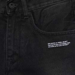 Pre Owned Off-White Black Denim Logo Detail Slim Fit Jeans S/Waist 31"