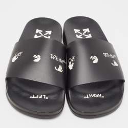 Off-White Black Rubber Logo Pool Slides Size 41