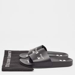 Off-White Black Rubber Logo Pool Slides Size 41