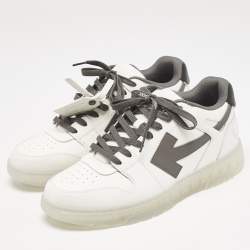 Off-White White/Grey Leather Out of Office Low Top Sneakers Size 45