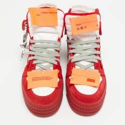 Pre Owned Off-White 3.0 Off Court Size 42 Red/White Suede and Leather High Top Sneakers