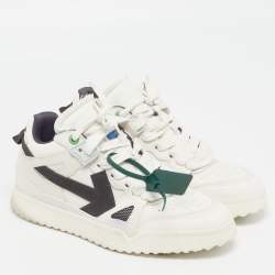 Pre Owned Off-White Midtop Sponge Size 42 White Leather Lace Up Sneakers