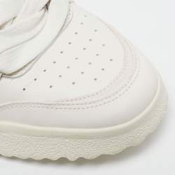 Pre Owned Off-White Midtop Sponge Size 42 White Leather Lace Up Sneakers