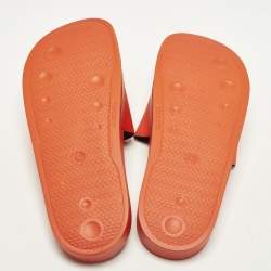 Pre Owned حذاء سلايد أوف وايت مطاط أسود بالشعار مقاس 41