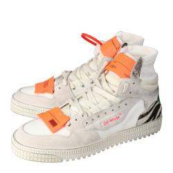 Off White Mix Media High Top Sneakers Size  40