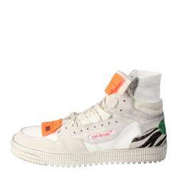 Off White Mix Media High Top Sneakers Size  40