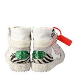 Off White Mix Media High Top Sneakers Size  40