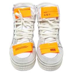 Pre Owned Off-White Tricolor Suede Leather And Canvas Off Court High Top Sneakers Size 41