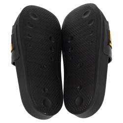 Pre Owned Off-White Black/Yellow Leather Logo Slide Sandals Size 40