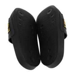 Off White Black/Yellow Leather Slide Sandals Size 40