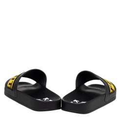Off White Black/Yellow Leather Slide Sandals Size 40
