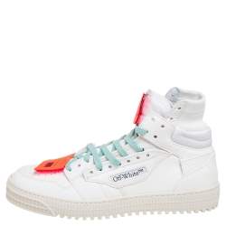 Pre Owned حذاء رياضي أوف وايت أوف كورت 3.0 جلد كريمي / برتقالي بعنق مرتفع مقاس 43