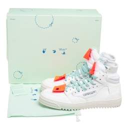 Pre Owned حذاء رياضي أوف وايت أوف كورت 3.0 جلد كريمي / برتقالي بعنق مرتفع مقاس 43