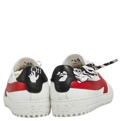 Pre Owned حذاء رياضي أوف وايت "أوت أوف أوفيس" جلد أحمر / أبيض بعنق منخفض مقاس 45