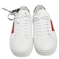 Pre Owned حذاء رياضي أوف وايت "أوت أوف أوفيس" جلد أحمر / أبيض بعنق منخفض مقاس 45