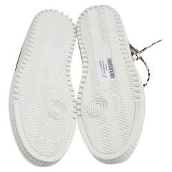 Pre Owned حذاء رياضي أوف وايت "أوت أوف أوفيس" جلد أحمر / أبيض بعنق منخفض مقاس 45