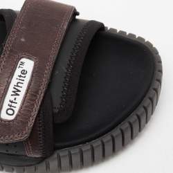 Pre Owned Off-White Black/Brown Leather And Fabric Virgil Abloh Sandals Size 42
