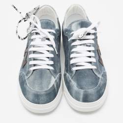 Pre Owned حذاء رياضي أوف وايت سويدي رصاصي برباط مقاس 42