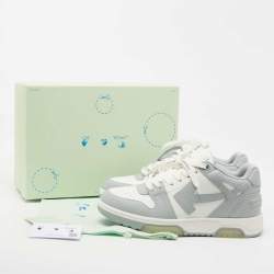 Pre Owned Off White Grey/White Leather Arrow Low Top Sneakers Size 42