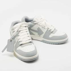 Pre Owned Off White Grey/White Leather Arrow Low Top Sneakers Size 42