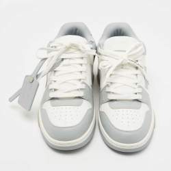 Pre Owned Off White Grey/White Leather Arrow Low Top Sneakers Size 42