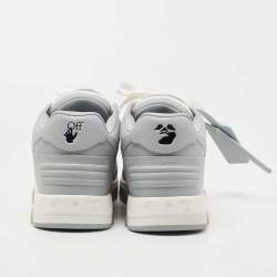 Pre Owned Off White Grey/White Leather Arrow Low Top Sneakers Size 42