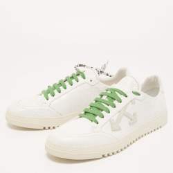 Pre Owned Off-white White Croc Embossed Leather 2.0 Low Sneakers Size 40