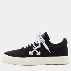 Men's Luxury Sneakers - Vulcanized Canvas Sneakers Off-White in black suede