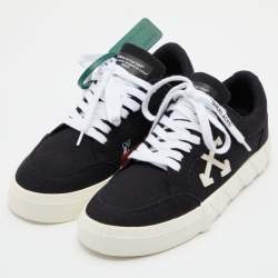 مملوكة مسبقًا Off-White Black/White Canvas Vulcanized Low Top Sneakers Size 39