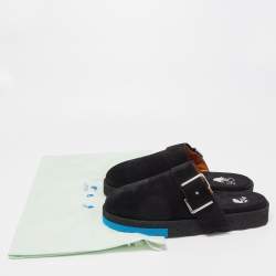 Pre Owned Off-White Black Suede Buckle Detail Mules Size 44