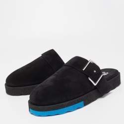 Pre Owned Off-White Black Suede Buckle Detail Mules Size 44