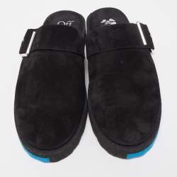 Pre Owned Off-White Black Suede Buckle Detail Mules Size 44