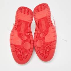 Pre Owned Off-White White/Red Perforated Leather Out Of Office Sneakers Size 42