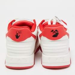 Pre Owned Off-White White/Red Perforated Leather Out Of Office Sneakers Size 42