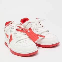 Pre Owned Off-White White/Red Perforated Leather Out Of Office Sneakers Size 42