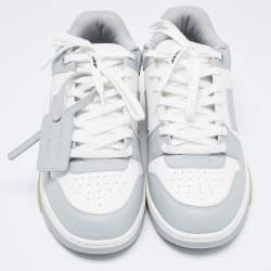 Off White Grey/White Leather Arrow Low Top Sneakers Size 45