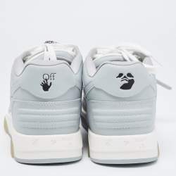 Off White Grey/White Leather Arrow Low Top Sneakers Size 45