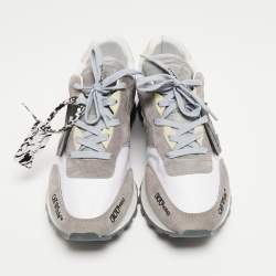 مملوكة مسبقًا Off-White Grey Suede and Fabric Arrow Low Top Sneakers Size 44